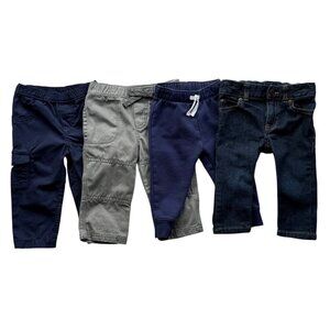 4 Pack Baby Boy Pants 12M Jeans Bottoms Joggers Navy Denim Grey Cotton Casual
